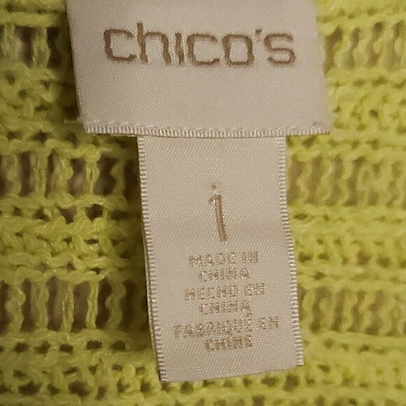 Chico's Neon Yellow Open Front Cardigan Sweater Medium - Picture 5 of 7